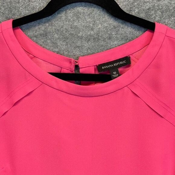BANANA REPUBLIC Dress Size 10 Pink Flounce Shift Dressy Cocktail Party Summer - Picture 3 of 16